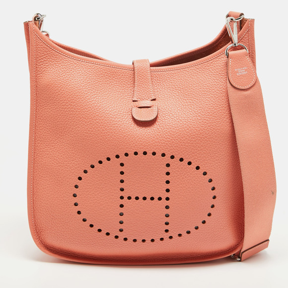 Hermes Handbags - Hermes Crevette Taurillon Clemence Leather Evelyne III GM Bag